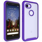 Wholesale Google Pixel 3A XL Clear Transparent Dual Defense Hybrid Armor Case (Purple)